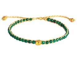 SAMAPURA Armband Grünes Smaragd Achat Armband, Gold Faden grün