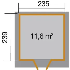 Weka Gartenhaus 227 Gr. 2  2,39 x 2,35 m naturbelassen Doppeltür