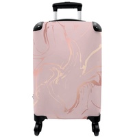 NoBoringSuitcases.com© Kinderkoffer Marmor - Roségold - Linie - Mädchen 55x35x20cm, 4 Rollen, Koffer mit 4 rollen, Kindertrolley, Reisekoffer für Mädchen bunt