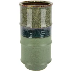 Dekovase I.GE.A. "Blumenvase aus Keramik, geriffelt, Zylinderform, matt glänzend", grün, B:13cm H:27cm, Keramik, Vasen, Keramikvase, Dekoration, Vase für Blumen, Zweige und Kunstblumen