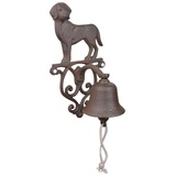 Esschert Design Türglocke Hund aus Gusseisen und Baumwollkordel,14,3 x 13,2 x 24,9 cm