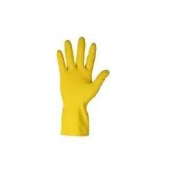 Latex Haushaltshandschuhe Gelb | Universalhandschuhe mit Baumwoll-Innenbeschichtung & Grip-Profil | 1 Paar S