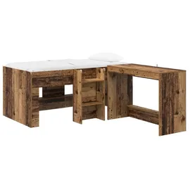 vidaXL Hochbett mit Schreibtisch für Kinder 2 Stk. Altholz