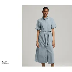 Nah/Studio Seersucker-Kleid - Baumwolle - Gr. 38 - grau