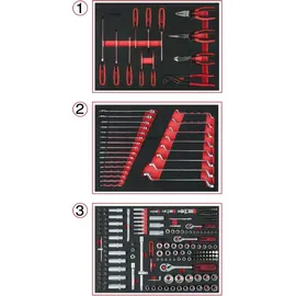 KS Tools Universal-Systemeinlagen-Satz für 3 Schubladen mit 215 Premium-Werkzeugen