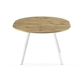 B&D home Esstisch Eiche weiß, Holzwerkstoff, Rund 120x76x120 cm, Esszimmer, Tische, Esstische