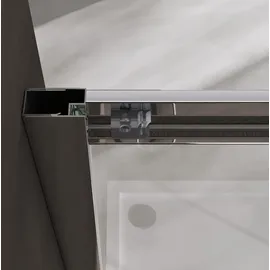 SoGood doporro Duschkabine 90x90cm Eckeinstieg Schiebetür Duschabtrennung Milchglas Streifen Eckdusche ESG Glas Höhe 190cm Ravenna16ms plus