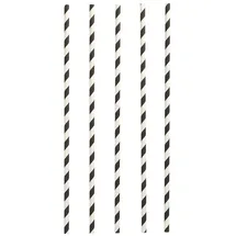 Papstar Trinkhalme Papier Ø 6 mm 29 cm 100 St. Schwarz/Weiß