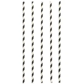 Papstar Trinkhalme Papier Ø 6 mm 29 cm 100 St. Schwarz/Weiß