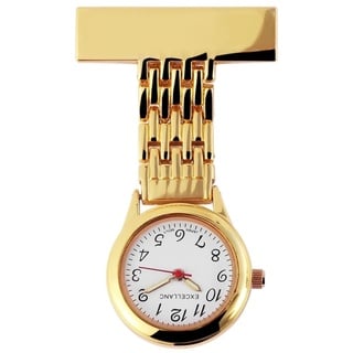 Excellanc Elegante Krankenschwester Uhr + Clip Weiß Gold Analog Damenuhr Schwesternuhr - Goldfarben/Weiß