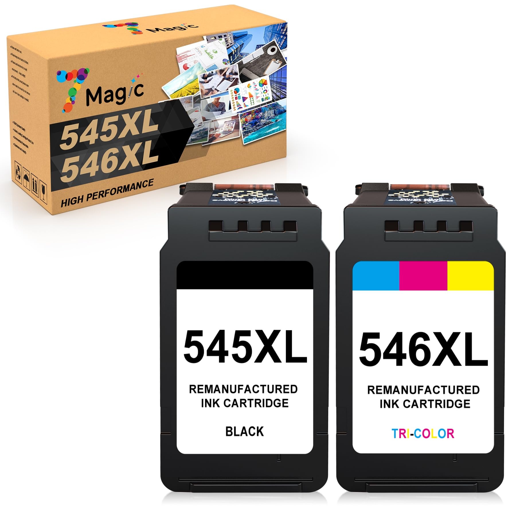 7Magic PG-545XL CL-546XL Ersatz für Canon Druckerpatronen 545 546 XL Multipack Compatible für Canon Pixma TR4550 TS3450 TS3350 TS3150 TS3351 TS3451 TR4551 MG3050 MX495 MG2550s MG2950 (Schwarz Farbe)
