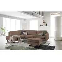 PLACES OF STYLE Ecksofa »Pinto, 290 cm, Ottomane links / rechts«, Cord, Feincord, Luxus-Microfaser Leder und Chenille braun