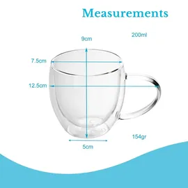 Intirilife 4x Doppelwandiges Thermo Glas Set in 200 - 250ml – Mundgeblasen isoliert für Latte Macchiato, als Teeglas oder Kaffeeglas