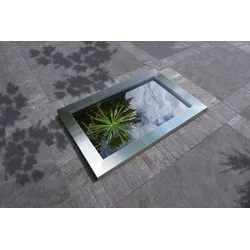 Brunnenumrandung UBBINK "Quadra", silber (silberfarben), B:120cm H:8cm T:83cm, Edelstahl, Teichdeko, für Teichbecken Quadra C3