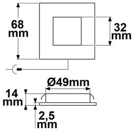 ISOLED Möbeleinbaustrahler 3 eckig Alu gebürstet