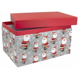 IDENA 30350 - Geschenkboxen Santa auf Fahrrad, 2 Stück, Geschenkschachteln, Geschenkverpackung