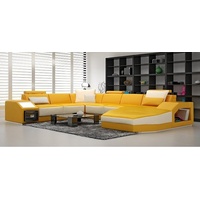JVmoebel Ecksofa, Ledersofa Ecksofa Big Sofa Sofa Couch Polster Eck Wohnlandschaft mit gelb|weiß