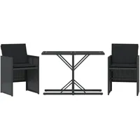 vidaXL Bistroset 3-tlg. Schwarz