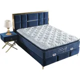 Villa Möbel NOVA Polsterbett 120x200 - Farbe: Blau - Set: Bettkasten-Kopfteil - Blau