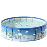 Zusammenklappbarer Pool,Outdoor Wasserspiele mit Ablassventil | Anti-Rutsch Kinderpool - für Zuhause, Garten, Terrasse, Urlaub, Park, See, Sommer