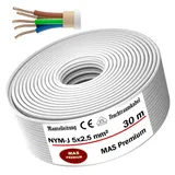 Feuchtraumkabel Stromkabel Mantelleitung 30 m NYM-J 5x2,5 mm2 Elektrokabel