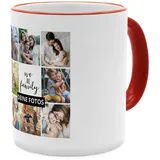 PhotoFancy® - Fototasse 'Collage' - Personalisierte Tasse mit eigenem Foto - Rot - Layout Collage 9 Bilder