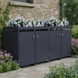 Zelsius Mülltonnenbox mit Pflanzdach 120-240 L grau