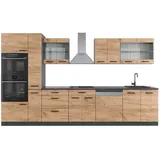 Vicco Küchenzeile R-Line 350 cm Goldkraft Eiche/Anthrazit