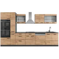 Vicco Küchenzeile R-Line 350 cm Goldkraft Eiche/Anthrazit
