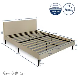 home collective Polsterbett 160 x 200 cm Beige