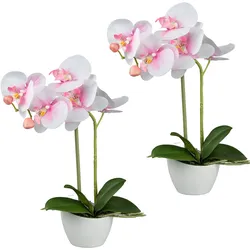 Kunstorchidee CREATIV GREEN "Orchidee Phalaenopsis", rosa, H:33cm, Kunststoff, Kunstpflanzen, im weißen Design-Topf