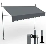 Onbest Klemmmarkise mit Handkurbel, 400x120 cm, Höhenverstellbar, Wetterfest, UV 50+ grau 400 cm x 120 cm