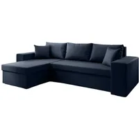 Luxusbetten24 Schlafsofa Designer Sofa Denver, mit Stauraum und Schlaffunktion blau