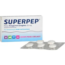 Hermes Arzneimittel Superpep Reise Kaugummi Dragees 20 mg 10 St
