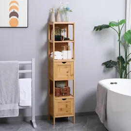 kleankin Badezimmerschrank 30 x 140 x 30 cm Beige