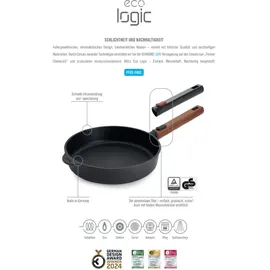 WOLL "ECO Logic QXR" Flach- /Bratpfanne, Ø 28 cm, mit abnehmbarem Holzstiel (-FREE) - Induktionsgeeignet