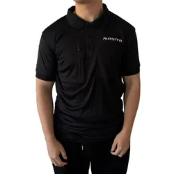masita Herren Fitness-T-Shirt mit ClimaTech+ Technologie und Reißverschluss Brusttasche Kurzarm-Shirt Polo-Shirt Sport-T-Shirt 2014 1500 Schwarz - S
