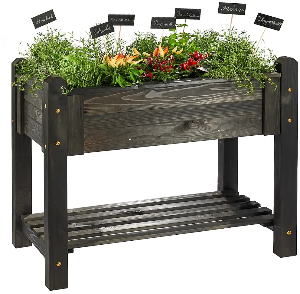 Hochbeet PREMIUM schwarz aus Holz, Kräuterbeet Gartenbeet