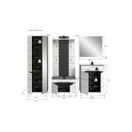 VCM Canu Garderobenkombination 255x37x190 cm grau
