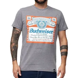 RE:COVERED X BUDWEISER Herren T-Shirt mit großem ""King of Beers""-Print Alltags-Shirt Kurzarm-Shirt MMABI408 Grau - L
