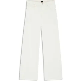 Boss Relax-fit-Jeans BOSS ORANGE "SLOUCHY MR 2.0 Premium Damenmode", Damen, Gr. 30, Länge 32, open weiß 115, Denim/Jeans, Obermaterial: 100% Baumwolle, unifarben, relaxed fit lang, Jeans, Wide Leg mit mittlerem Bund, fester Denim