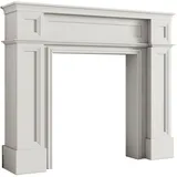 WEIDPHL Schlichte Kaminumrandung, Kaminsims Aus Holz, Dekorativer Kaminsims, Traditioneller Konsolentisch, Rechteckiger Eingangstisch,Weiß,Medium