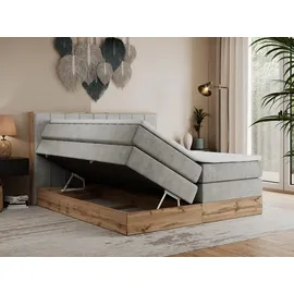 MKS Boxspringbett 160 x 200 cm H4 Hellgrau