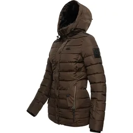 Navahoo Damen, warme Winter Steppjacke mit Abnehmbarer Kunstfell-Kapuze Milianaa Dark Choco Gr. S - S