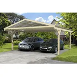 SKANHOLZ Westerwald Doppelcarport 5,70 x 6,48 m unbehandelt beige inkl. Pfostenanker
