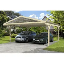 SKANHOLZ Westerwald Doppelcarport 5,70 x 6,48 m unbehandelt beige inkl. Pfostenanker