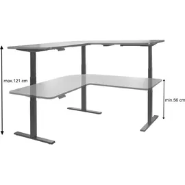 MCW Eck-Schreibtisch MCW-D40, Computertisch elektrisch höhenverstellbar 178x178cm 84kg MVG ~ hellbraun, grau
