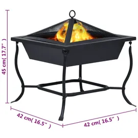 vidaXL Feuerstelle Schwarz 42x42x45 cm Stahl