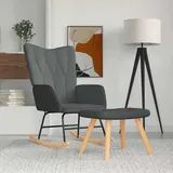 Schaukelsessel Mit Hocker Dunkelgrau Stoff