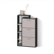 livinity® Ortello 80 x 128,3 x 24,2 cm mit 3 Schubladen grau / grau